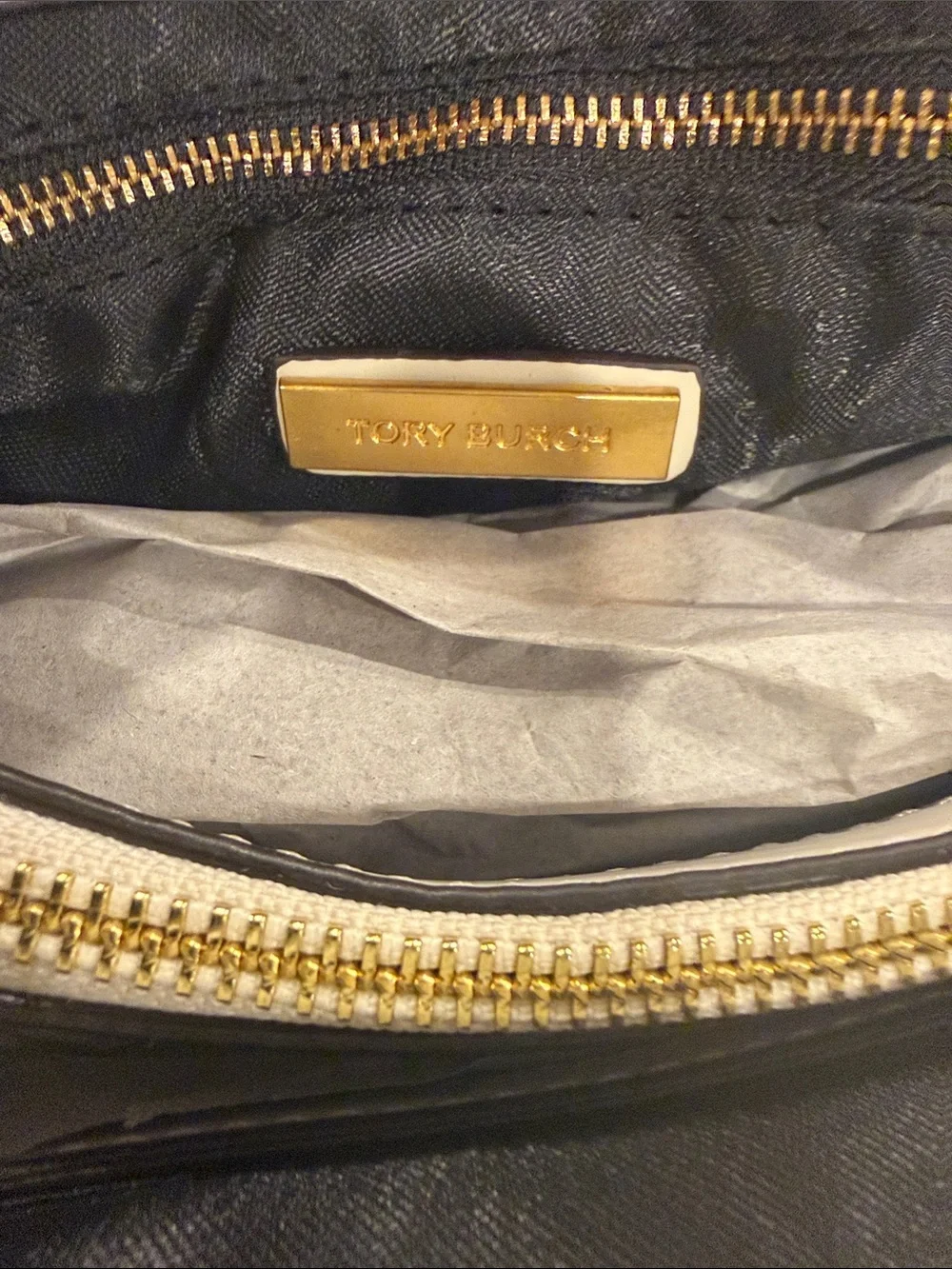 Tory Burch Cream Quilted Leather Chain Shoulder Bag with Top Handle